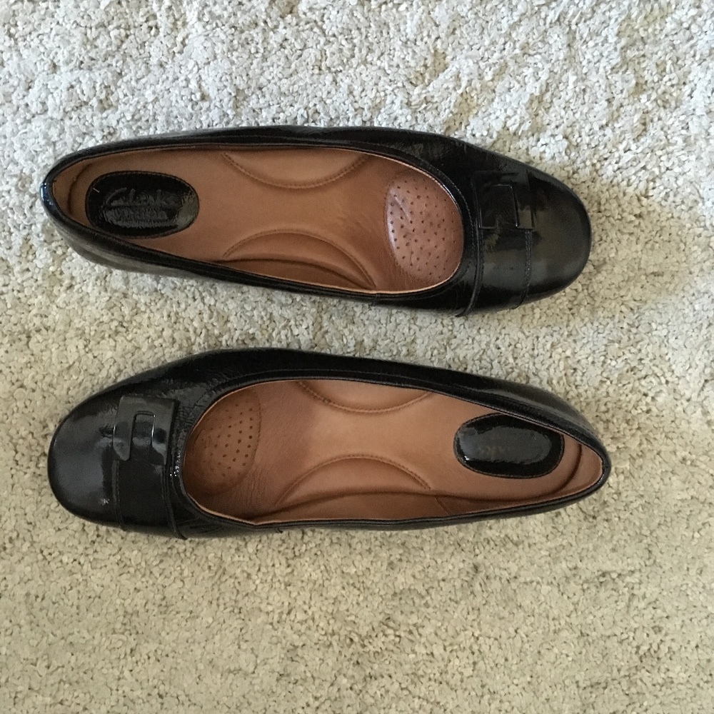 Clarks Black Flats with Buckle Size 11